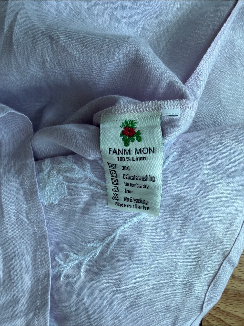 Fanm Mon Karla Lilac Linen Embroidered Halter Midi Dress M $399 - Picture 7 of 11